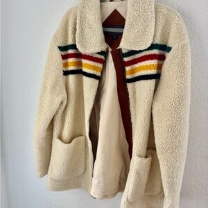 Pendleton Cream Teddy Jacket with Multicolor Stripes